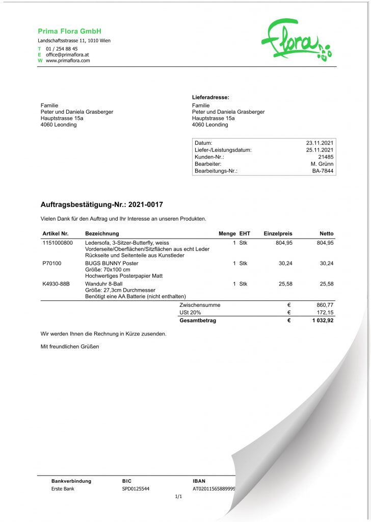 Auftragsbestätigung