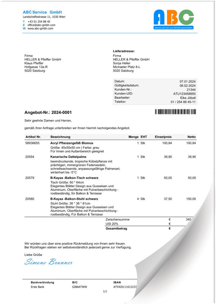 Interessenten Angebot erstellen