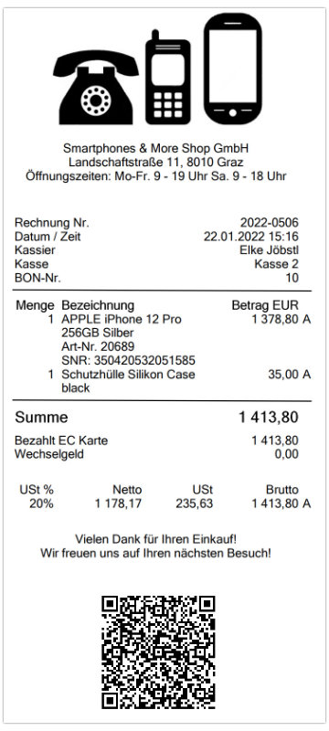 Seriennummern am Kassenbon